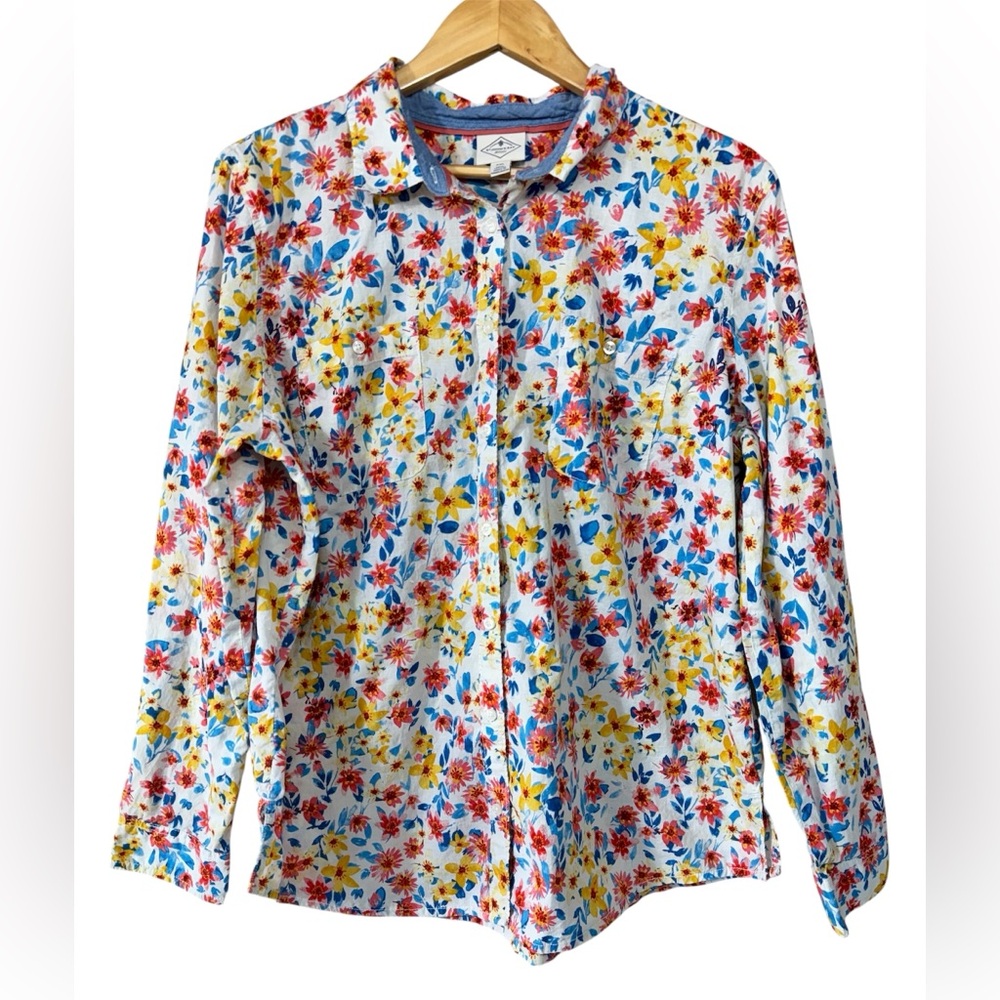 St. John's Bay Multicolor Floral Button-Up Shirt 100% Cotton | Women’s XXL